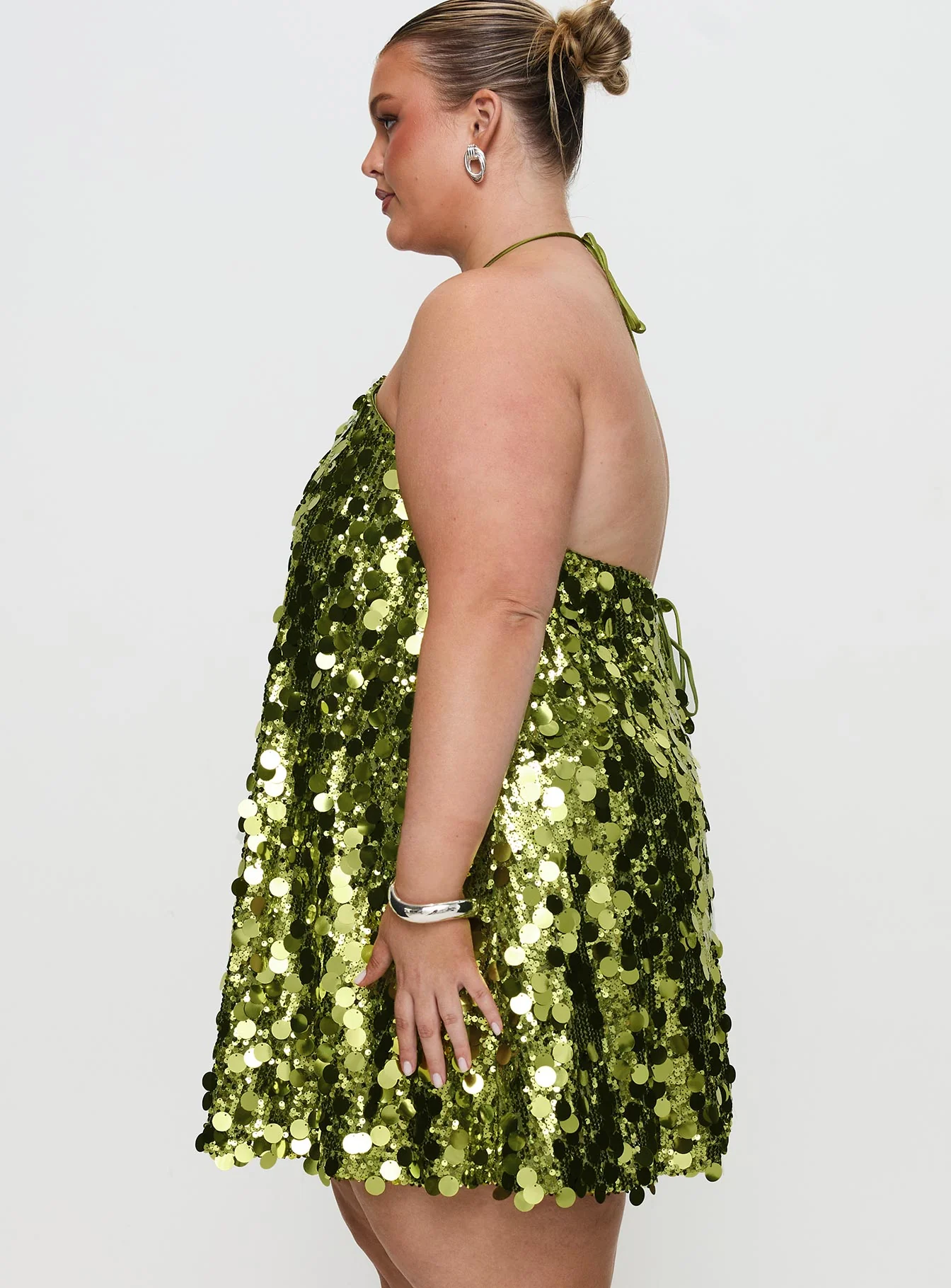 Fluorescents Halter Mini Dress Green Curve - Image 4