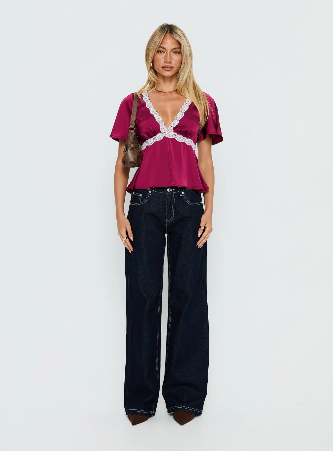 For The Summer Lace Trim Top Wine - Image 6