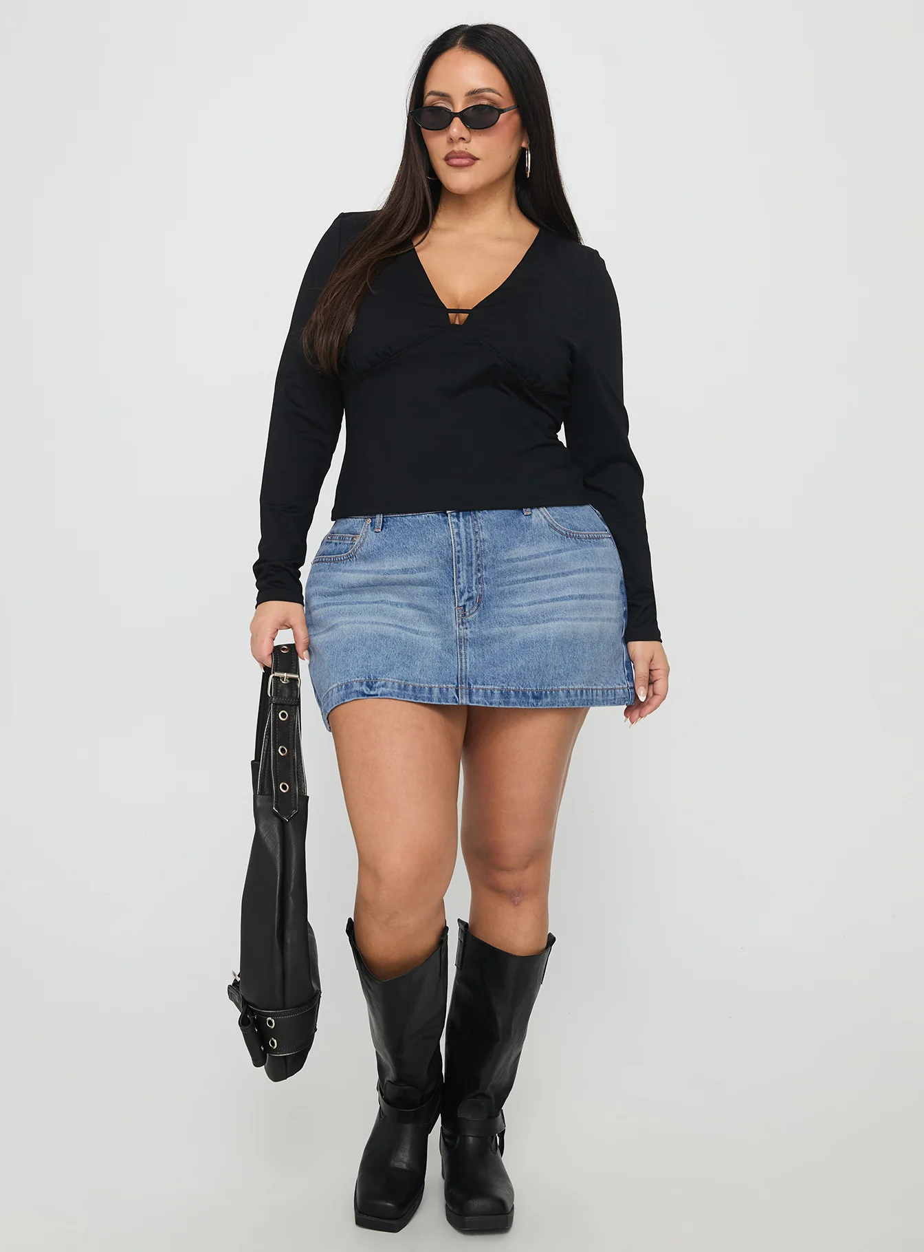 Fossils Denim Mini Skirt Blue Curve - Image 2