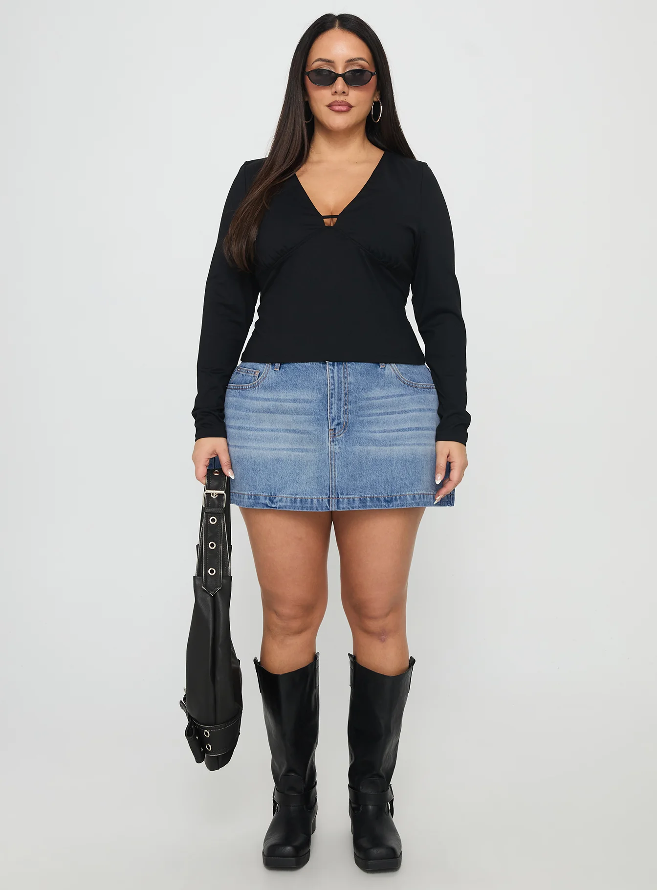 Fossils Denim Mini Skirt Blue Curve - Image 6