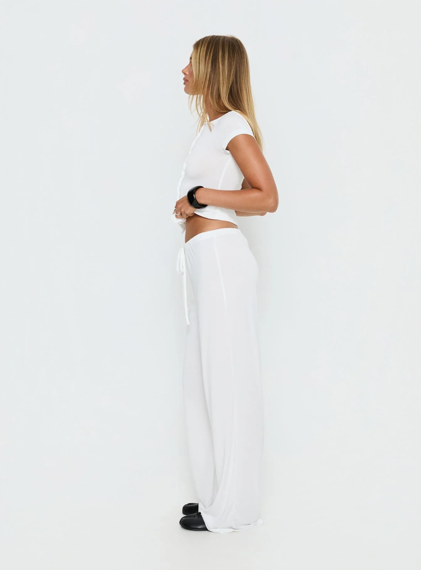 Gavrielle Jersey Wide Leg Pants White - Image 4