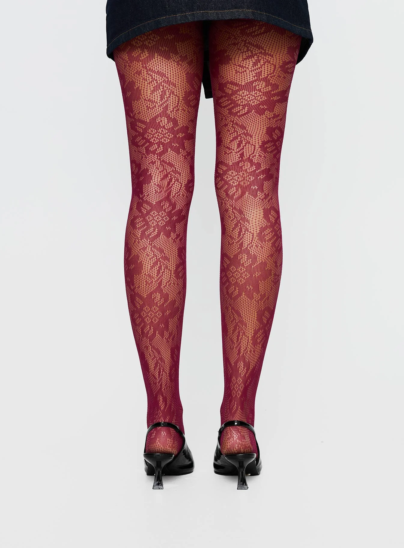 Ammelia Sheer Lace Tights Red - Image 4