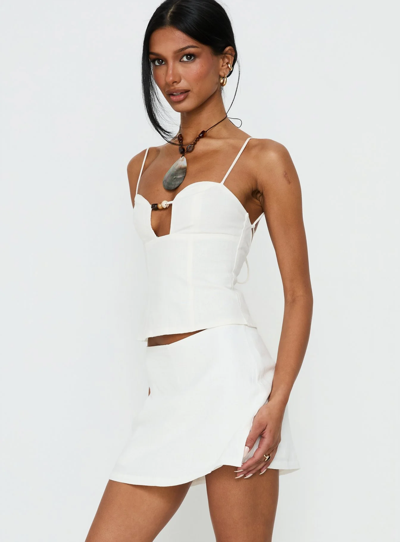 Gigi Linen Blend Skort White - Image 4