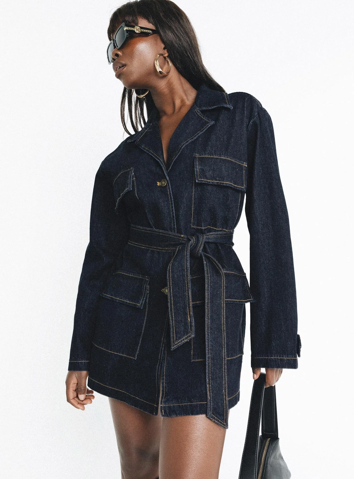 Giselle Mini Dress Dark Denim - Image 7