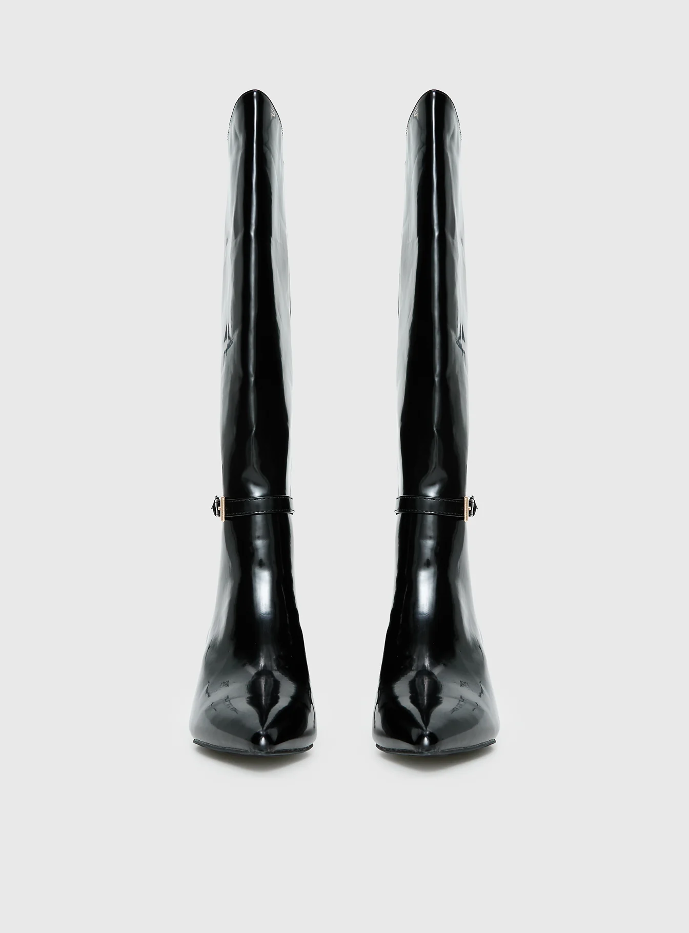 Glazed Knee High Boots Black - Image 3