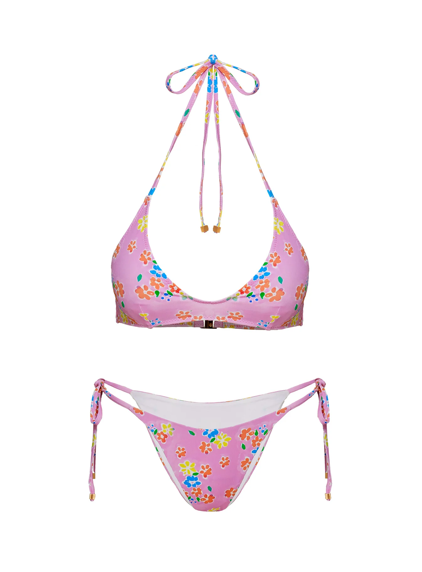 Glora Tie Side Bikini Bottom Pink Floral - Image 5