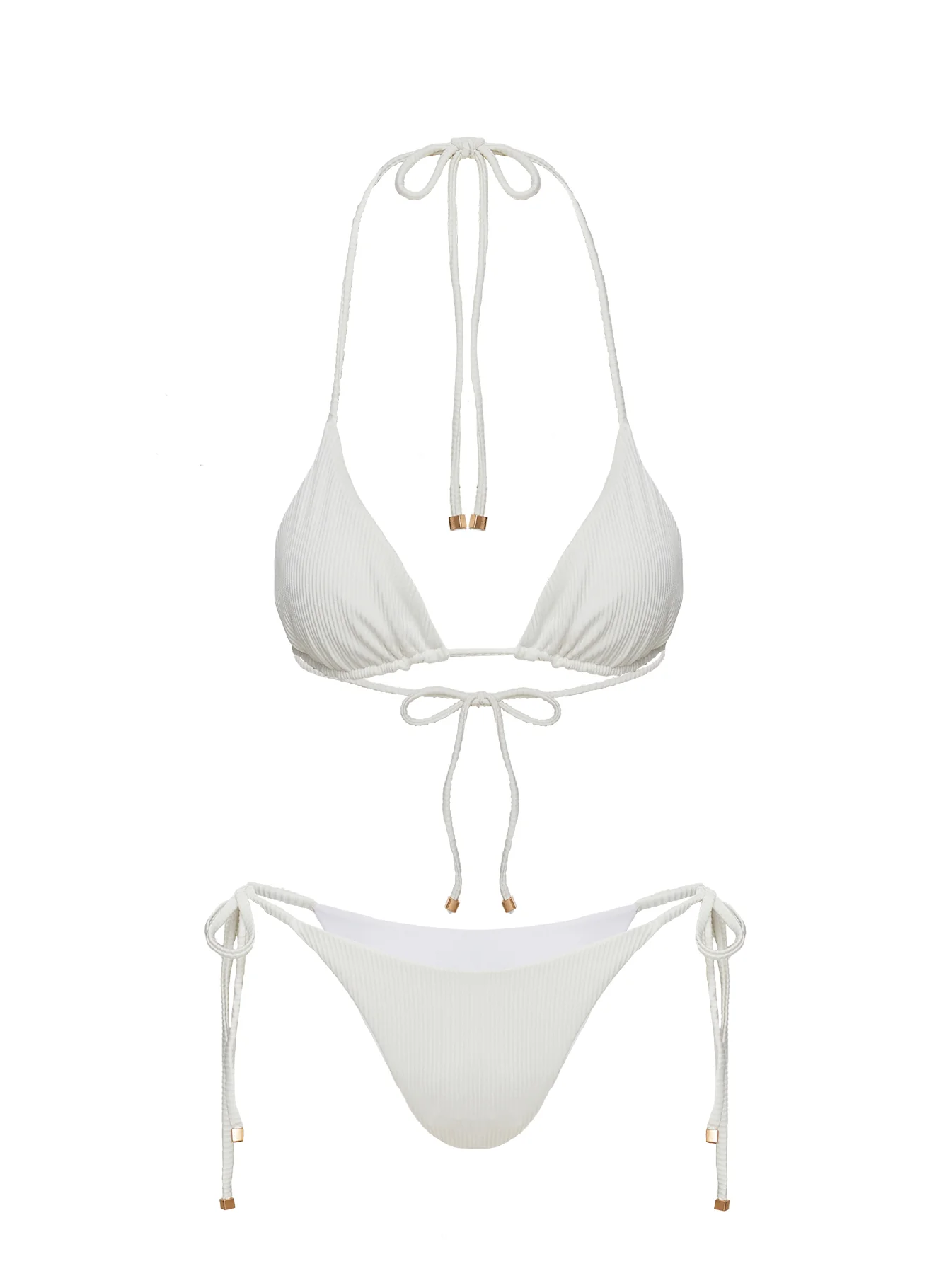 Glora Tie Side Ribbed Bikini Bottom White - Image 5
