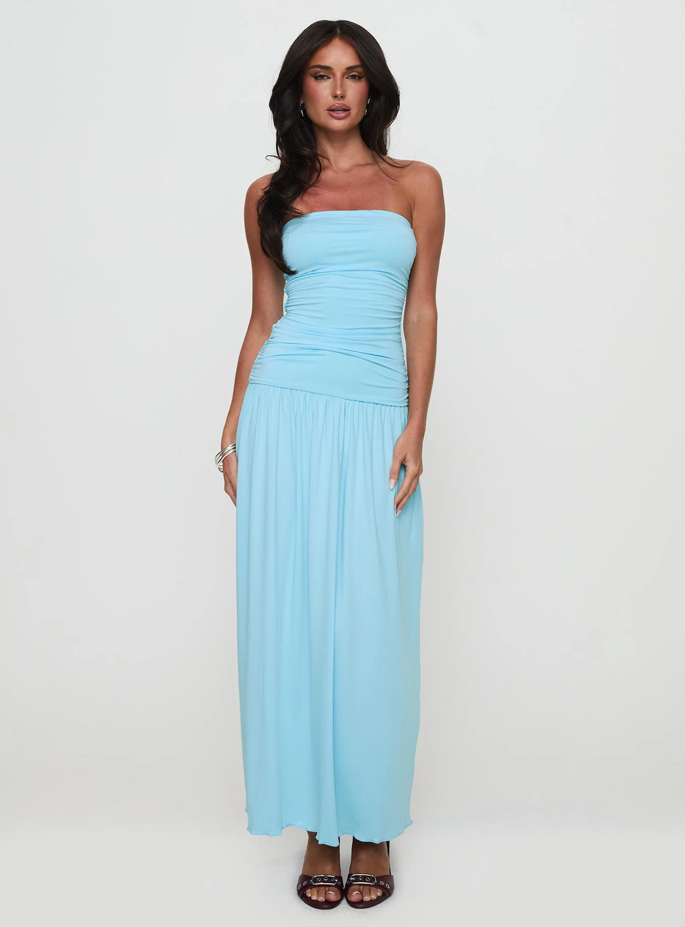 Glorie Strapless Maxi Dress Light Blue - Image 2
