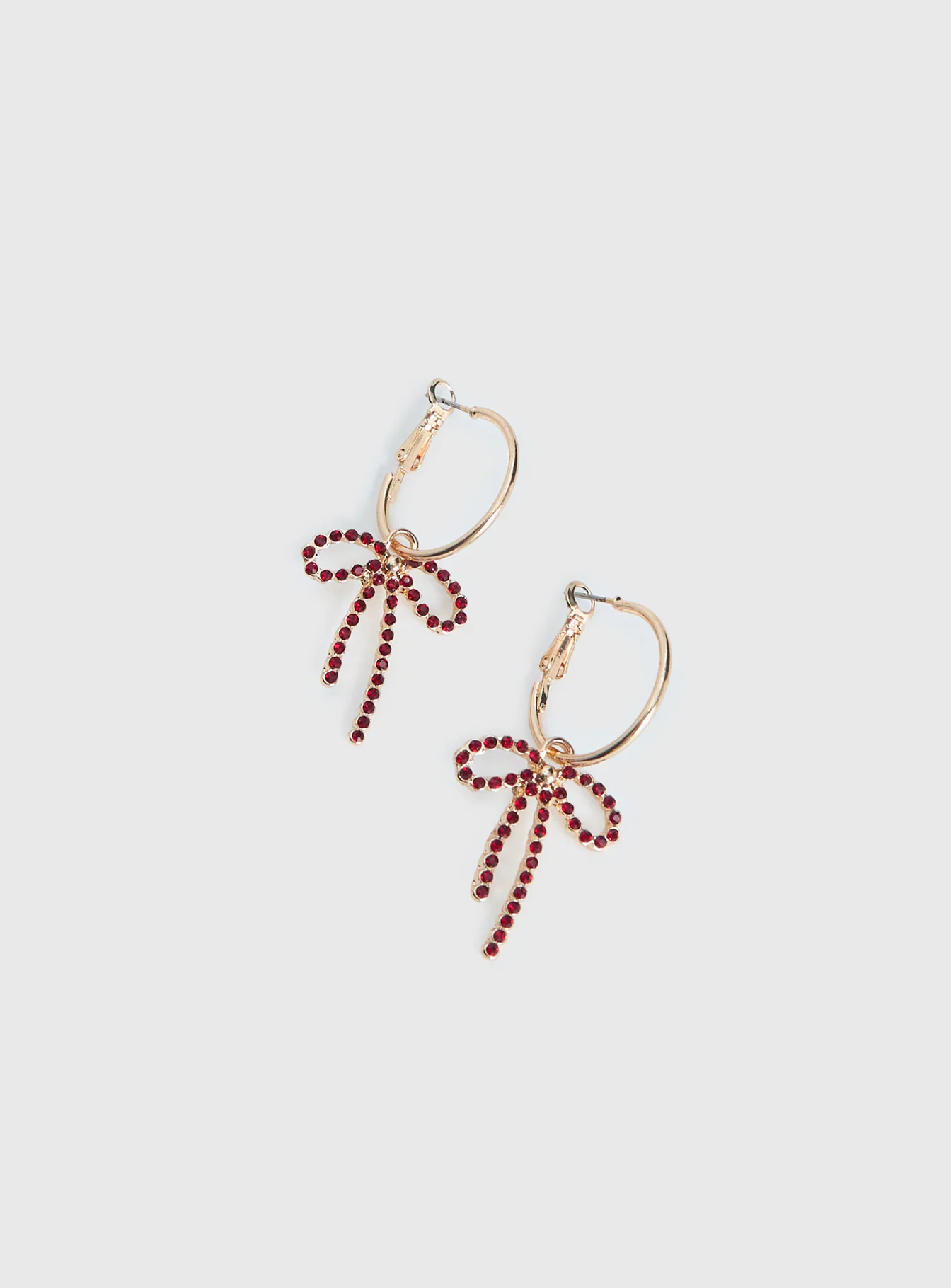 Goodnight And Go Bow Hoop Earrings Gold / Red - Image 3