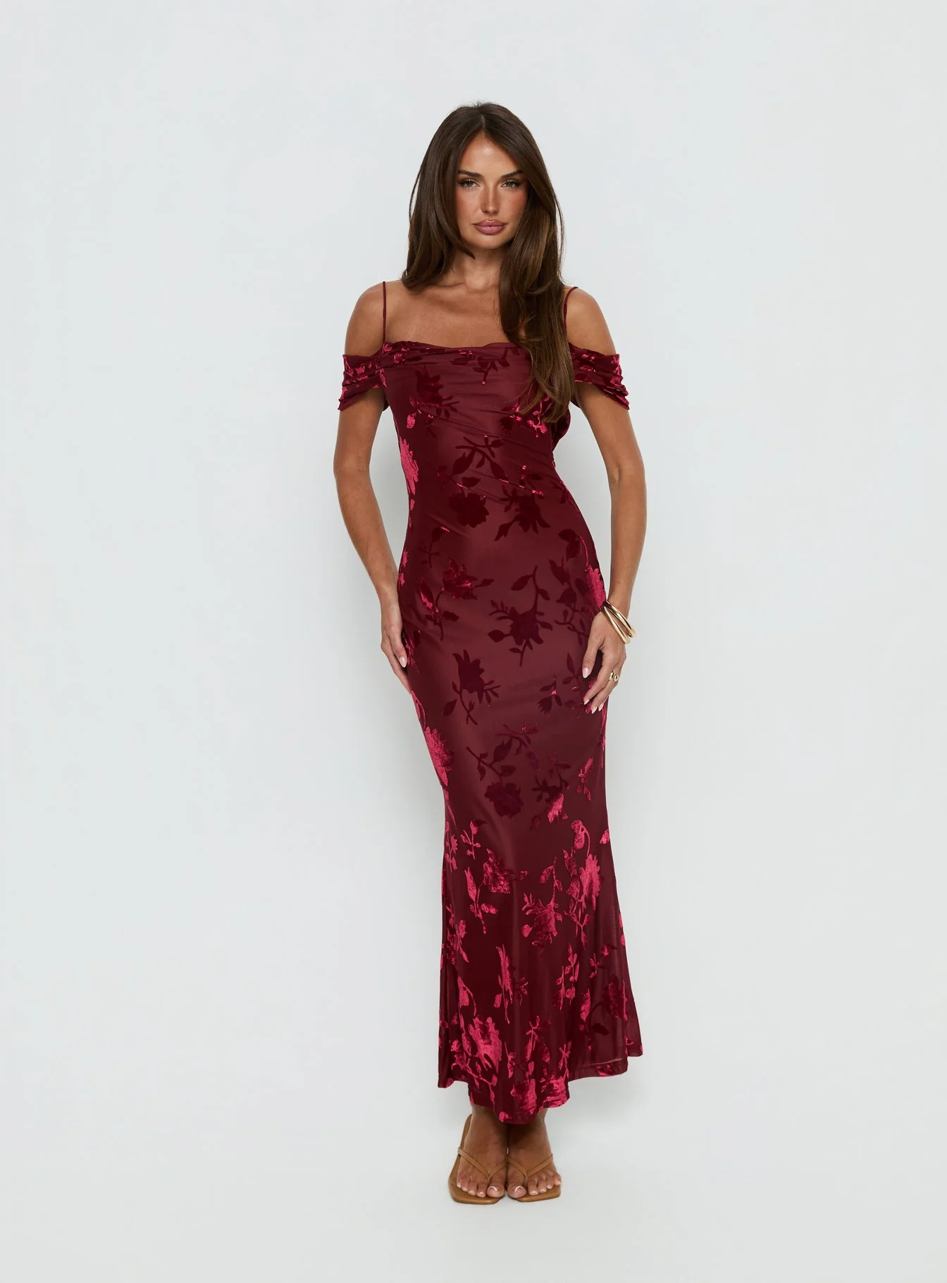 Green Gables Burnout Maxi Dress Burgundy - Image 3