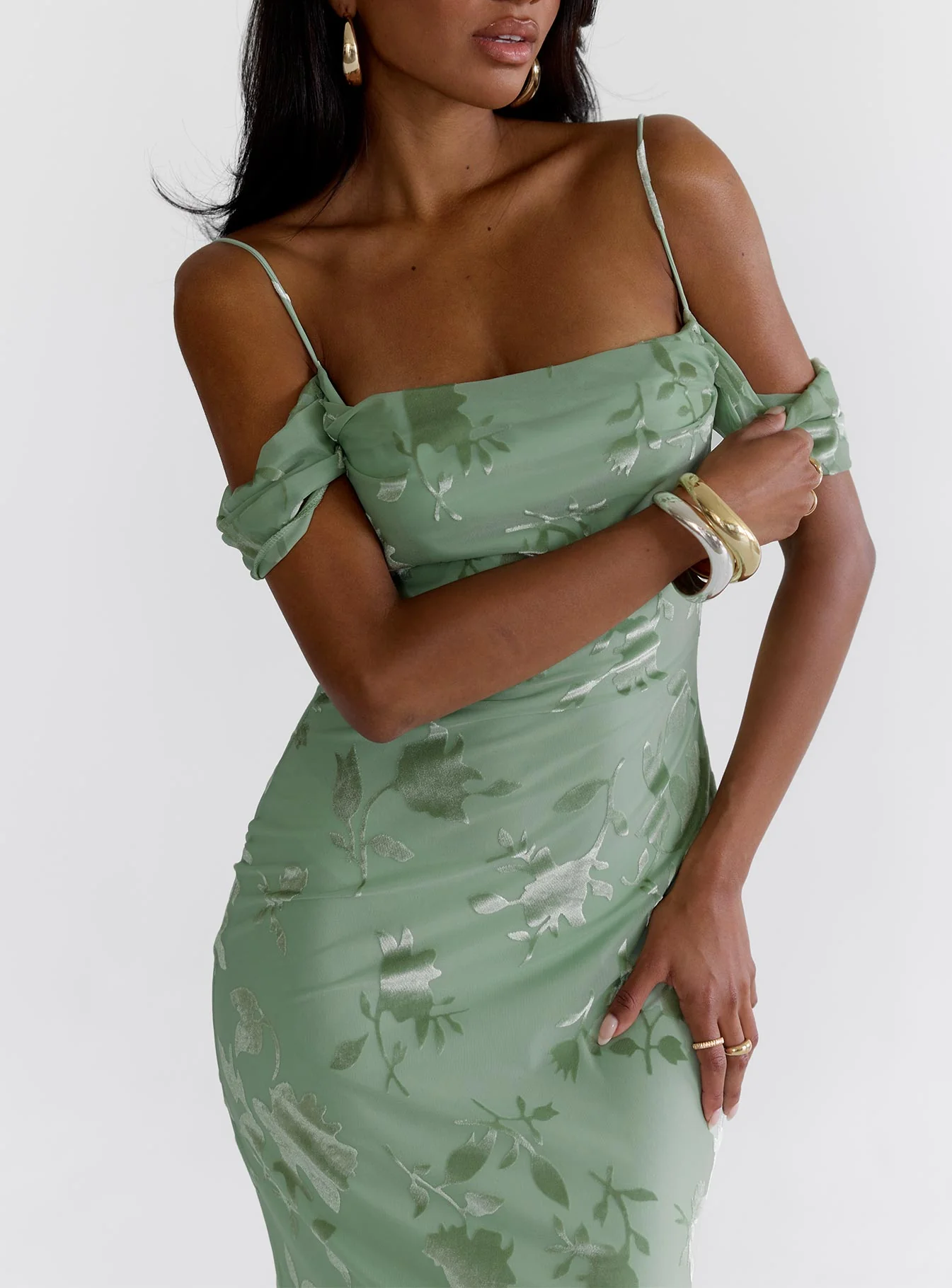 Green Gables Burnout Maxi Dress Sage - Image 3