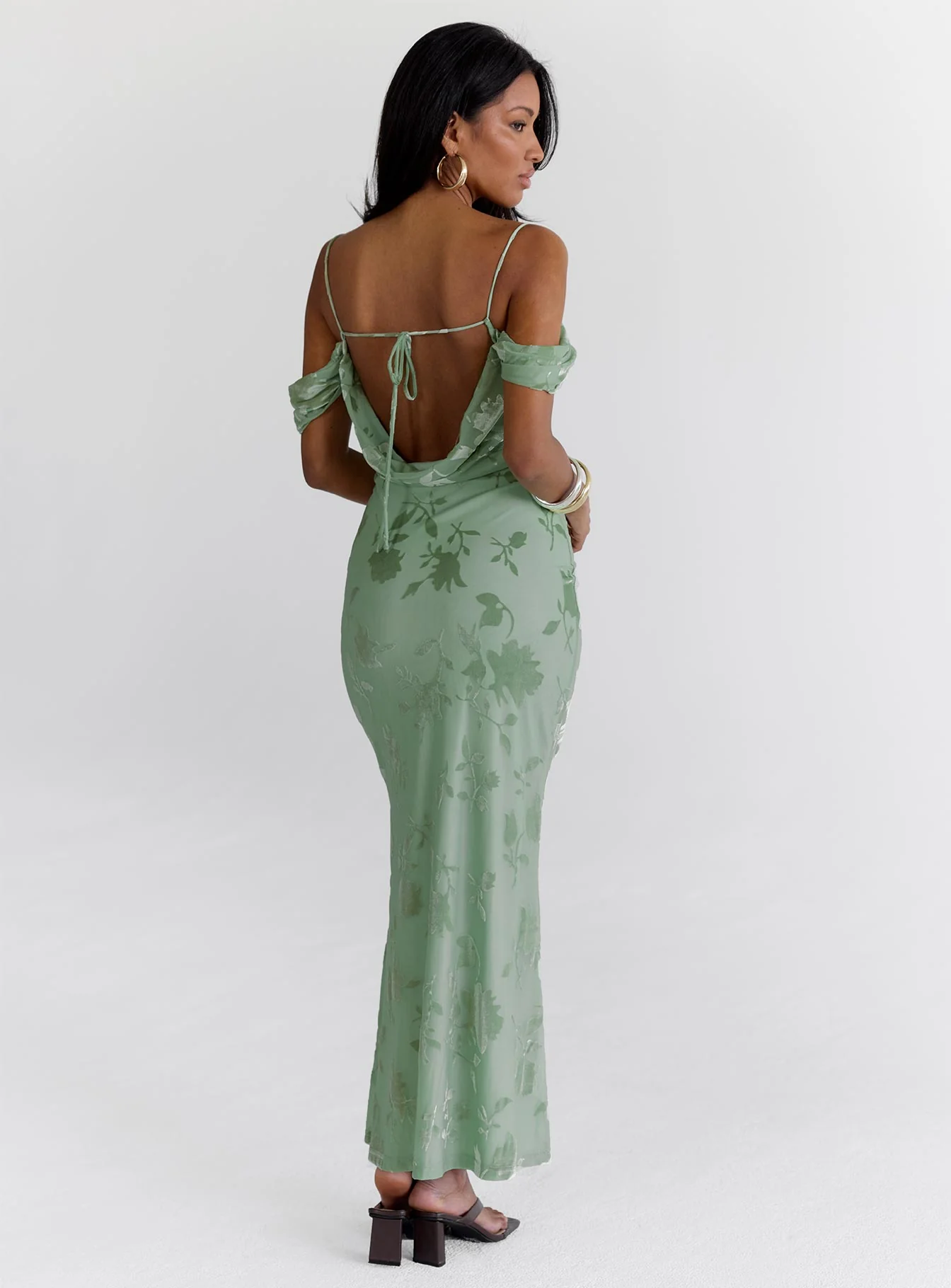 Green Gables Burnout Maxi Dress Sage - Image 4