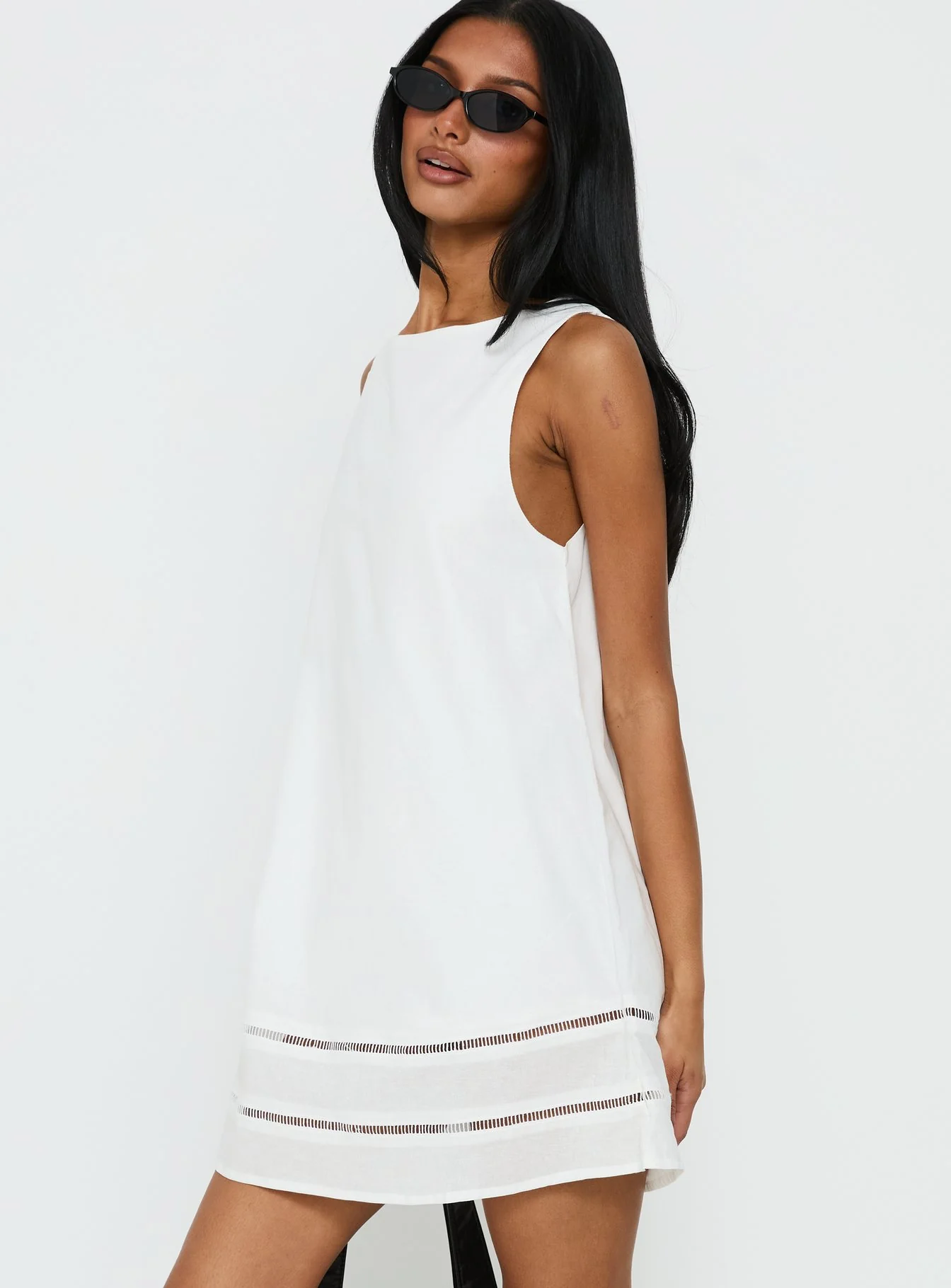 Haily Babydoll Mini Dress White - Image 4