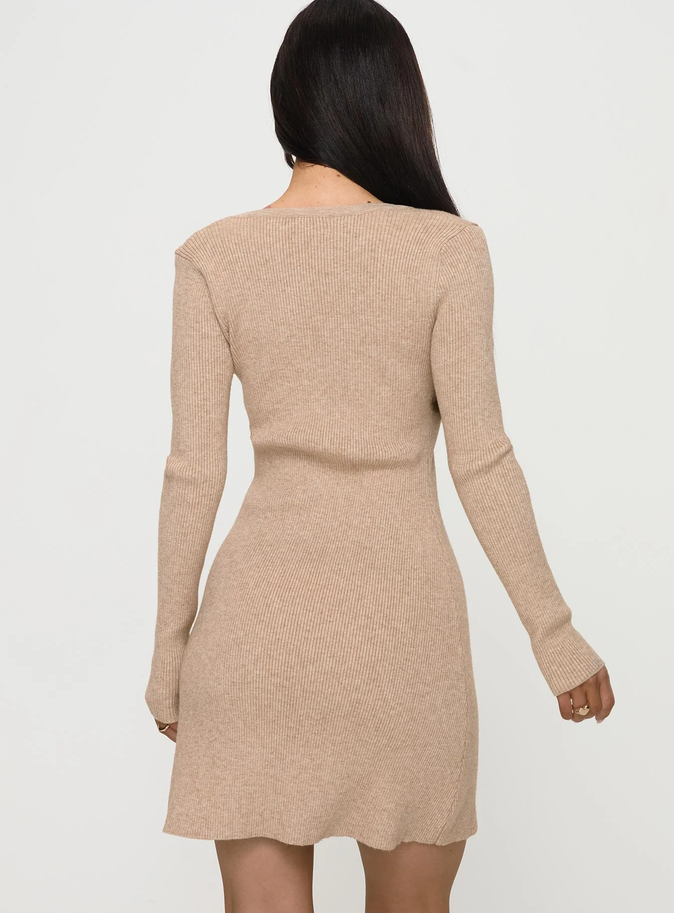 Halycon Knit Mini Dress Oatmeal - Image 5