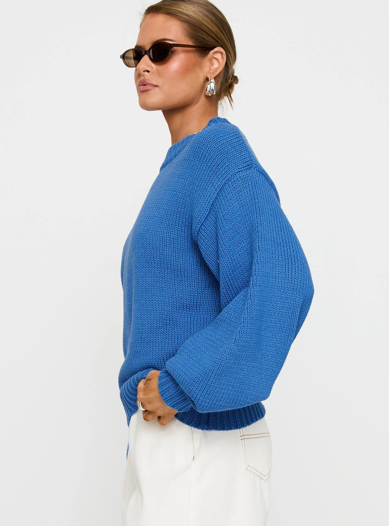 Harmony Balloon Sleeve Knit Sweater Blue - Image 4