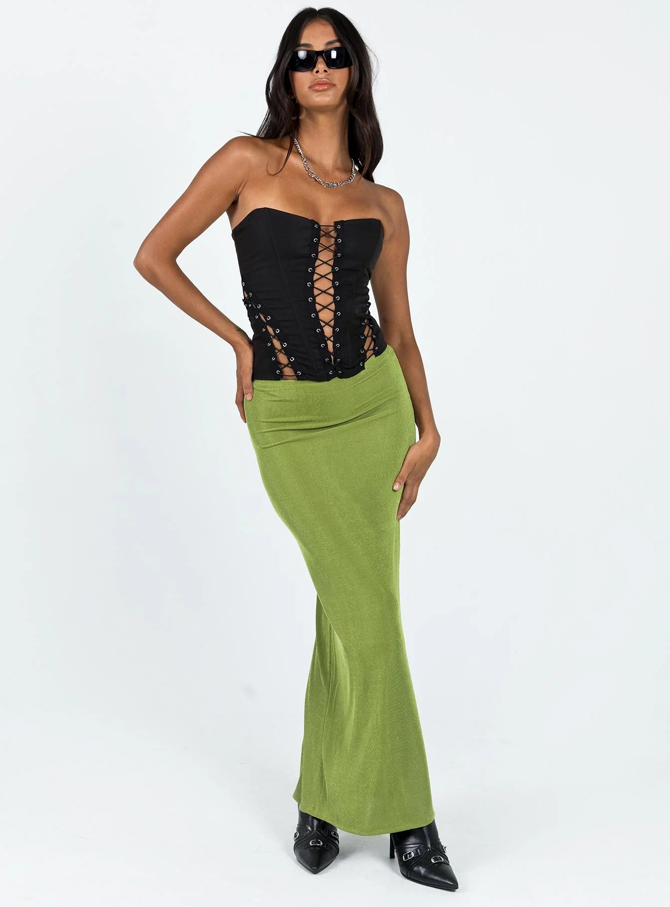 Harriette Maxi Skirt Green - Image 3