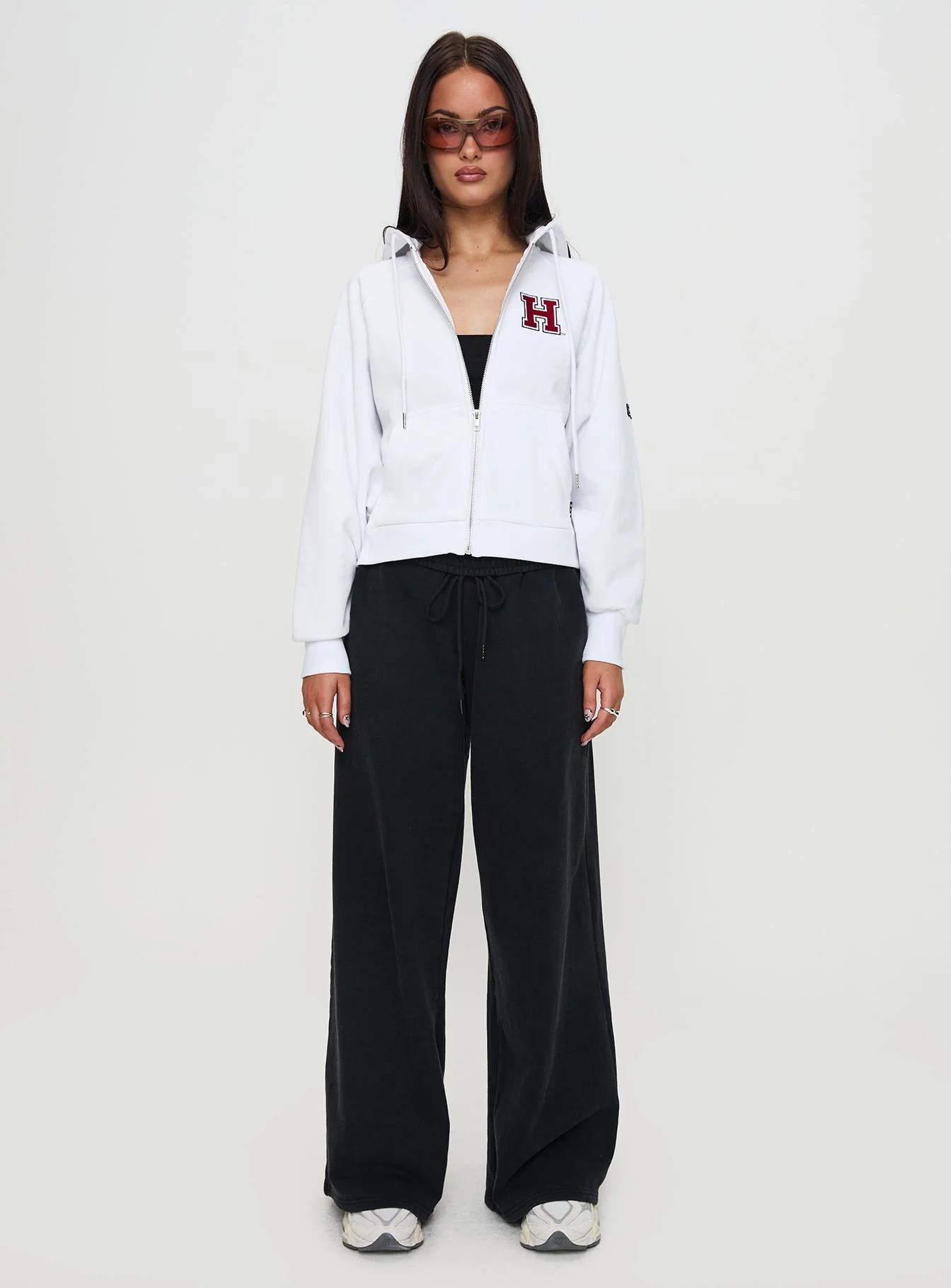 Harvard Raglan Zip Up White / Red - Image 7