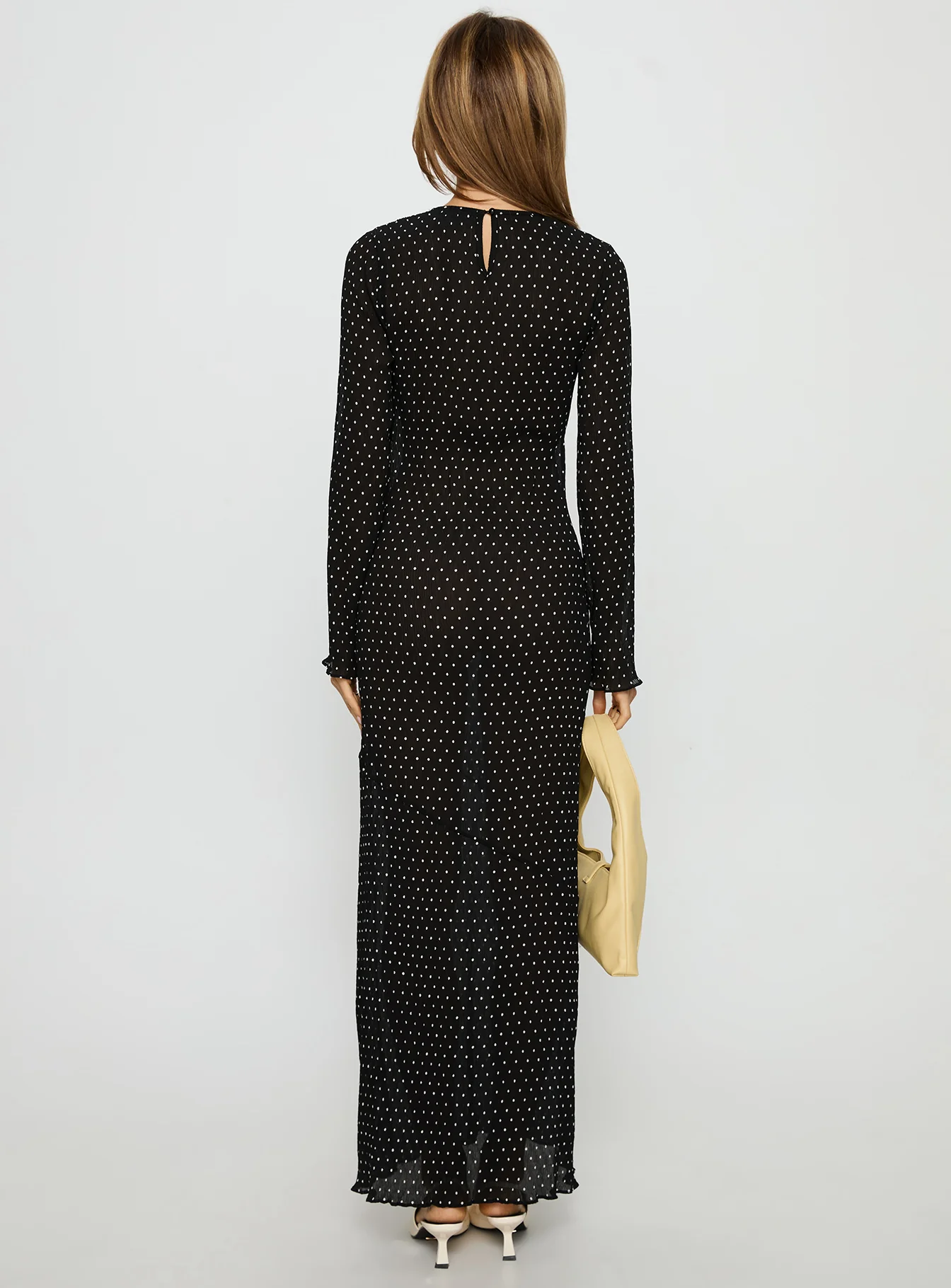 Haven Long Sleeve Maxi Dress Noir Polka - Image 5
