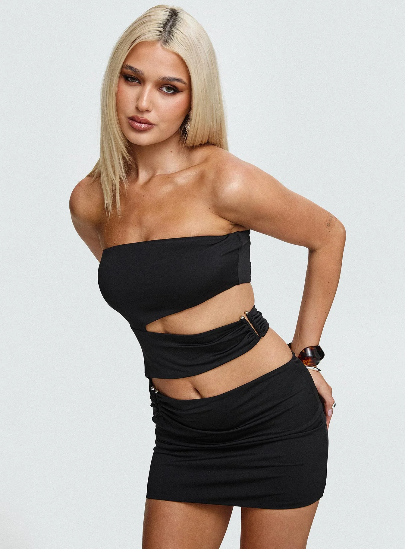 Headlights Strapless Mini Dress Black - Image 8