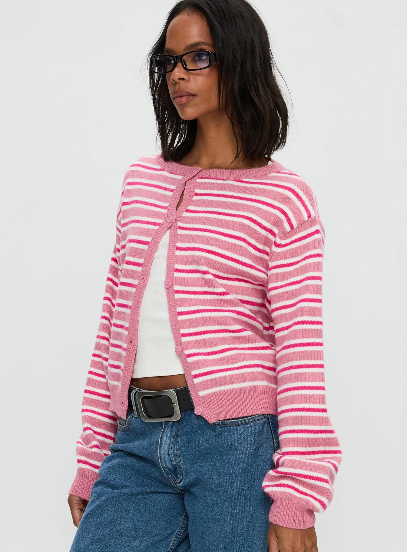 Heavenly Dream Cardigan Pink Stripe - Image 4