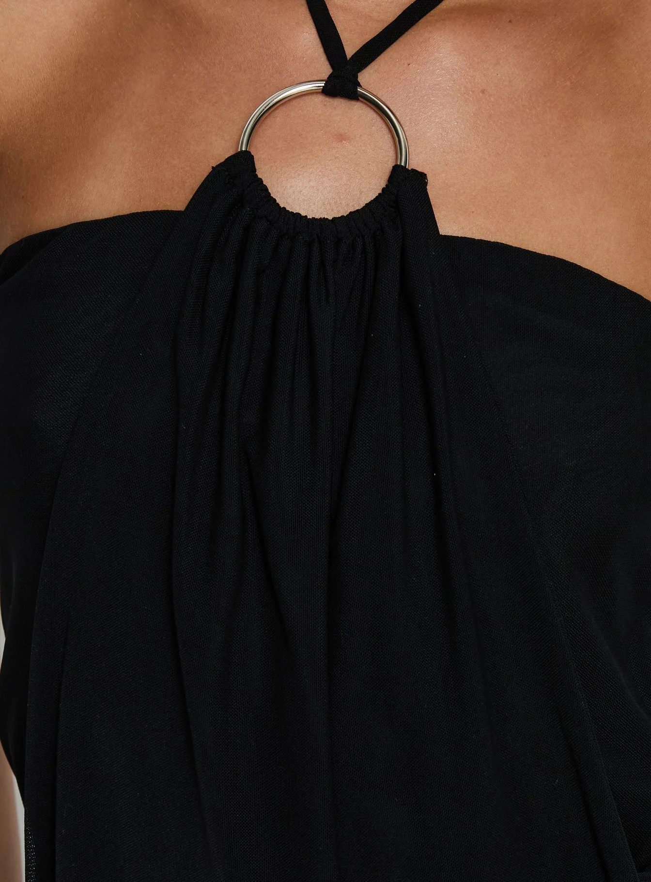 Hedlea Draped Ring Detail Mini Dress Black - Image 6