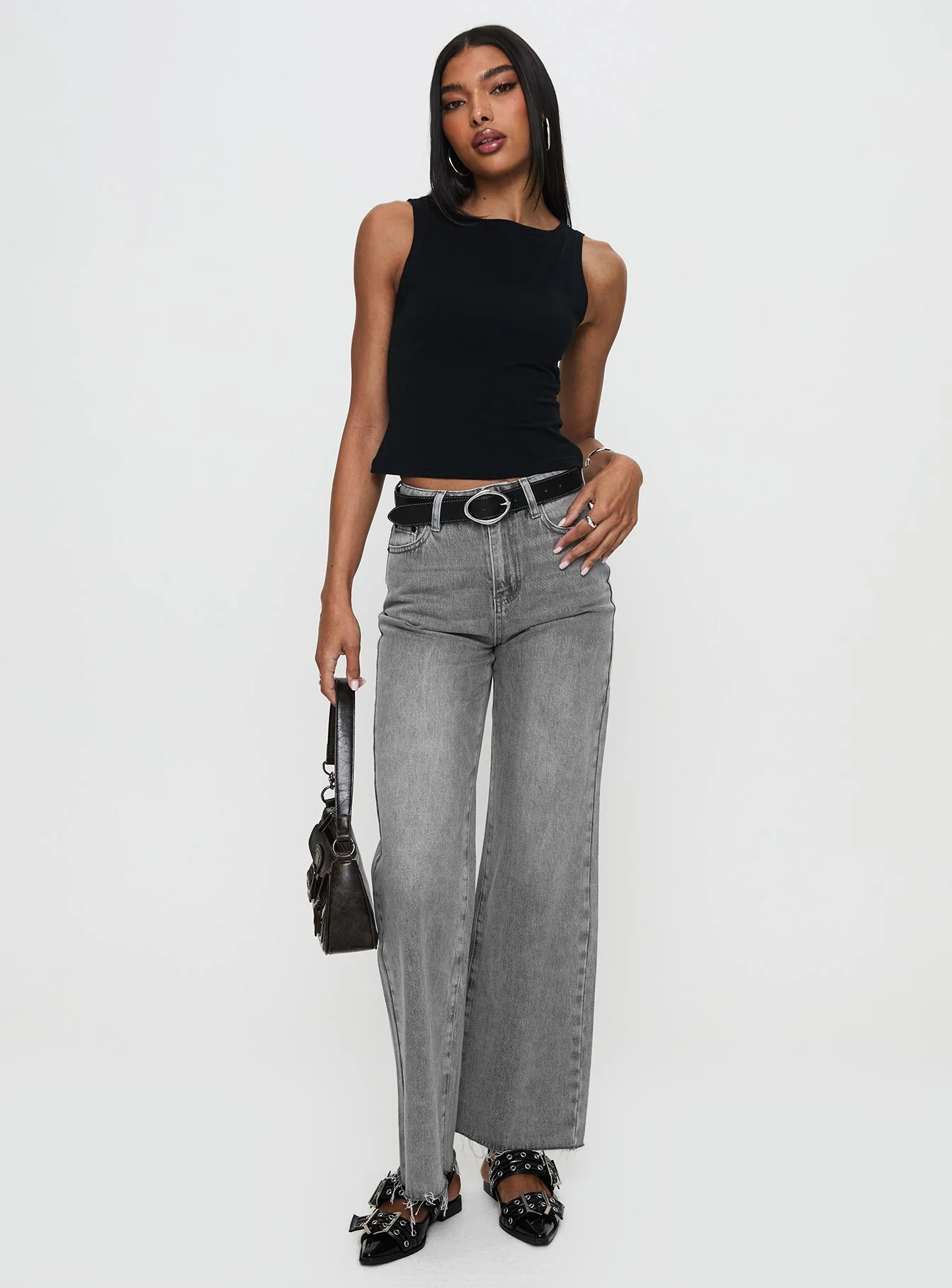 Henesey High Rise Straight Leg Jeans Washed Grey - Image 2