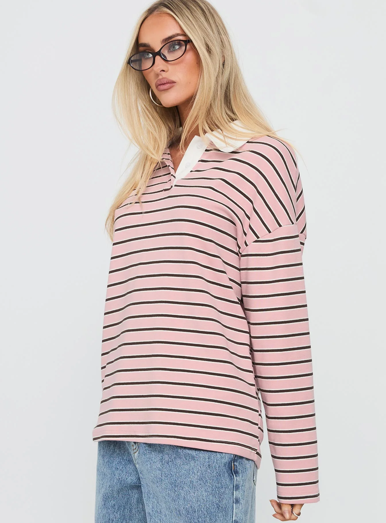 High Regard Collared Jersey Pink Stripe - Image 4