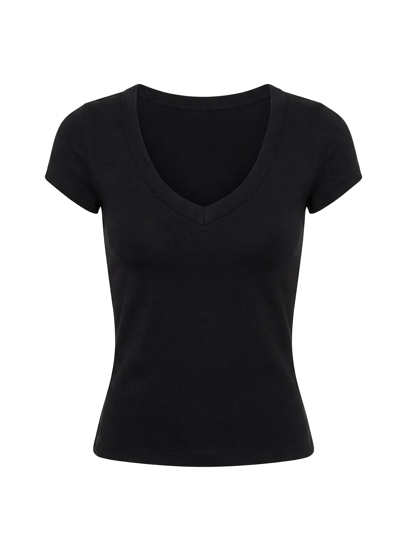 Daily Define Deep V Short Sleeve Top Black - Image 9