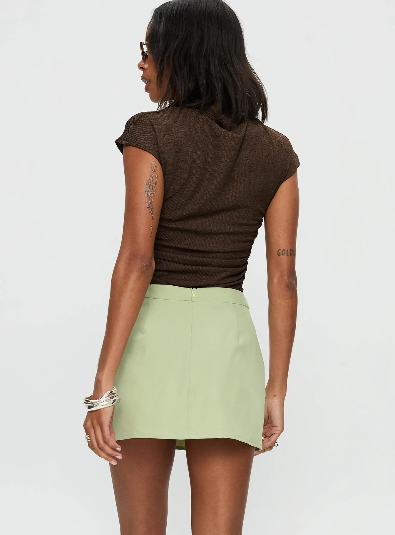 Hosier Twill Mini Skirt Green - Image 4