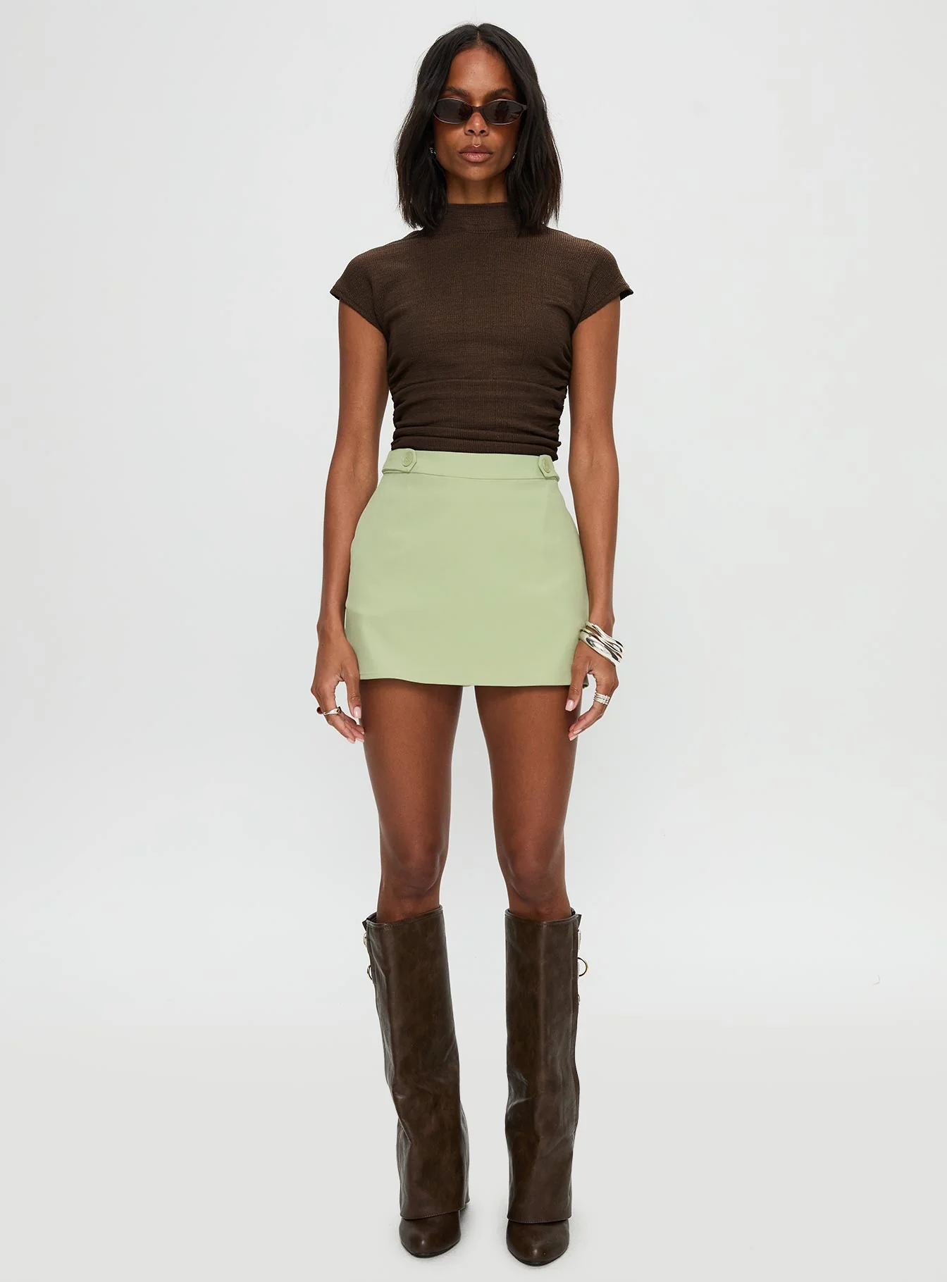 Hosier Twill Mini Skirt Green - Image 6
