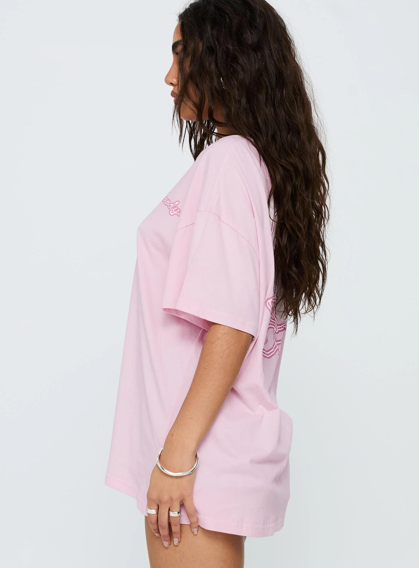 Howdy Partner Oversized Graphic Tee Pink - Image 4