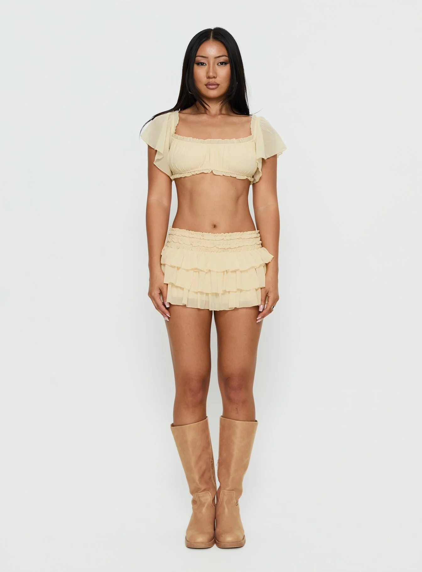 Iluminada Frill Crop Top Yellow - Image 7