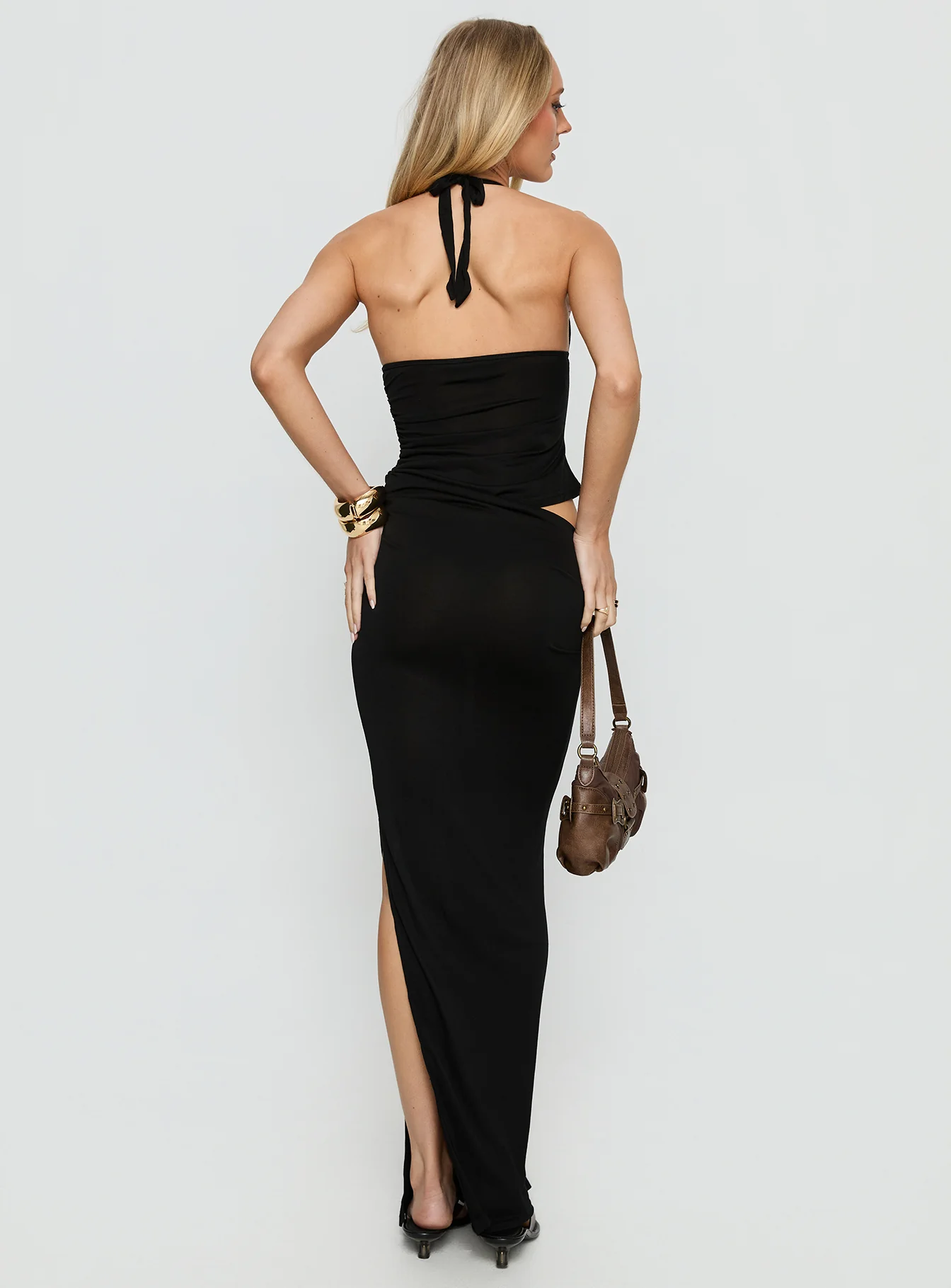 Imeraldia Hardware Halter Maxi Dress Black - Image 5