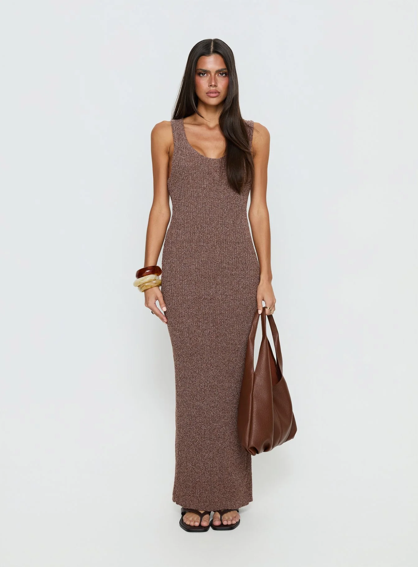Imirisa Scoop Knit Maxi Dress Mocha - Image 6