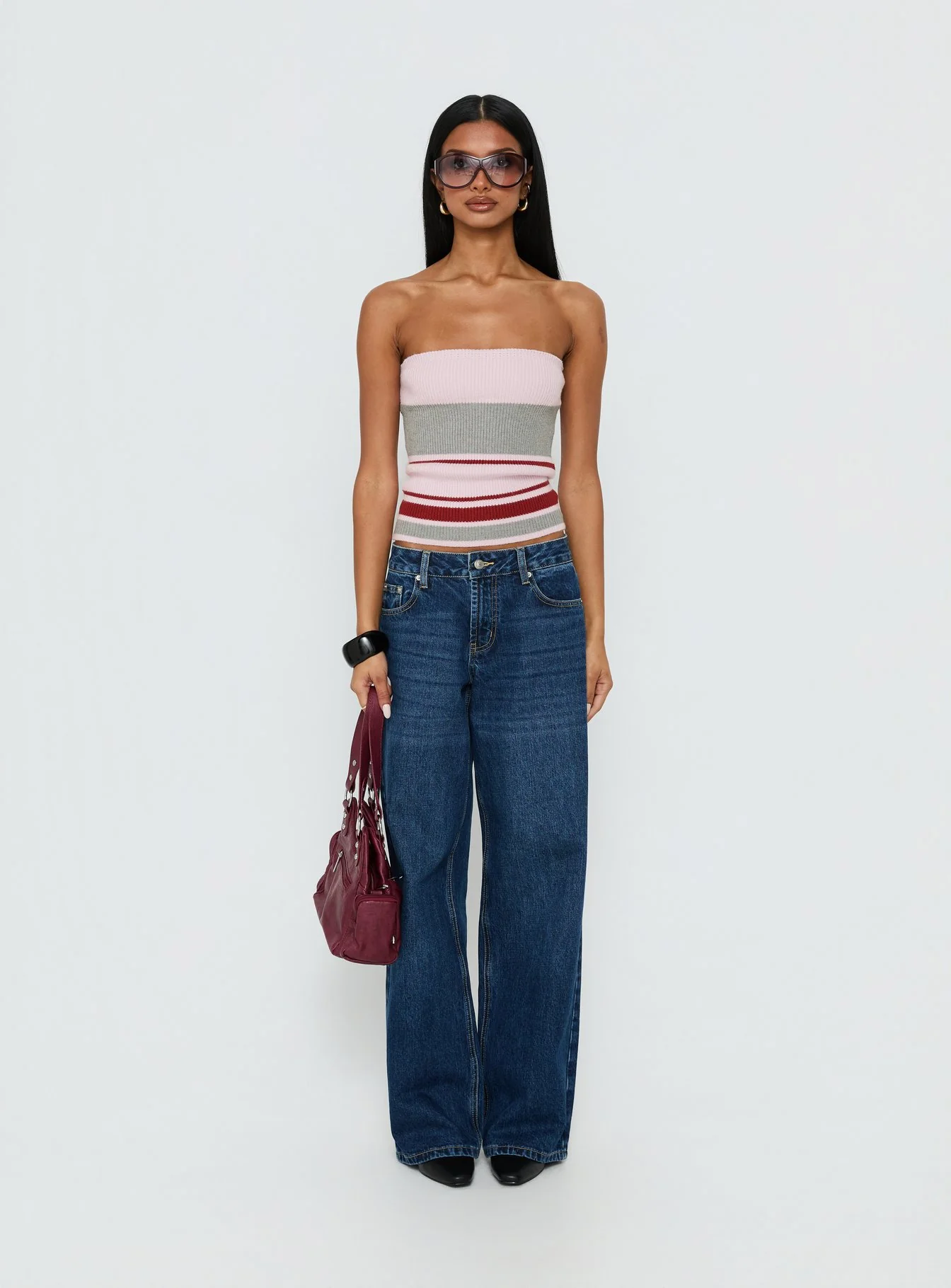 In The Mirror Strapless Top Pink Stripe - Image 7