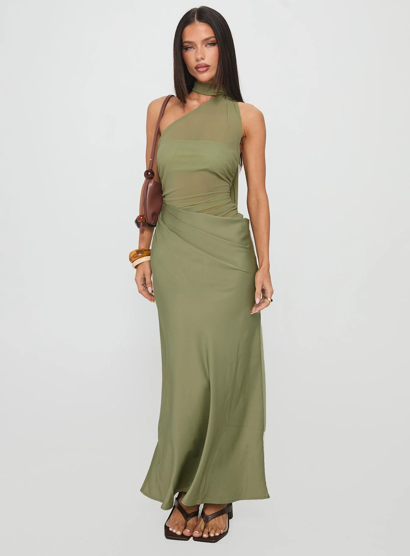 Indiara Halter Mesh Maxi Dress Green - Image 2