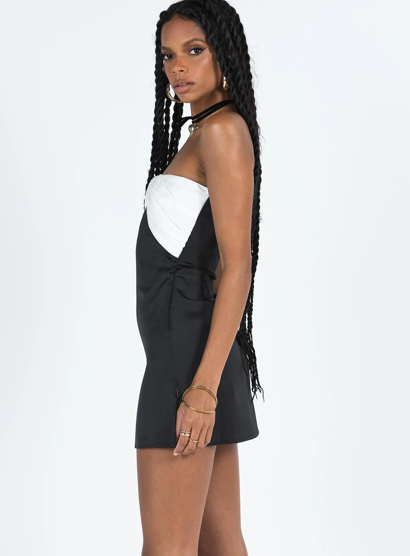 Irena Strapless Mini Dress Black / White - Image 4