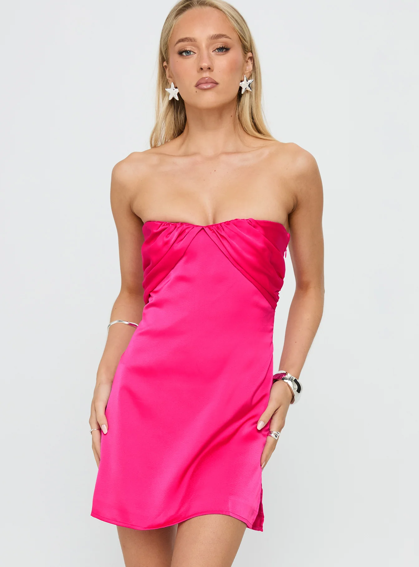 Irena Strapless Mini Dress Hot Pink - Image 2