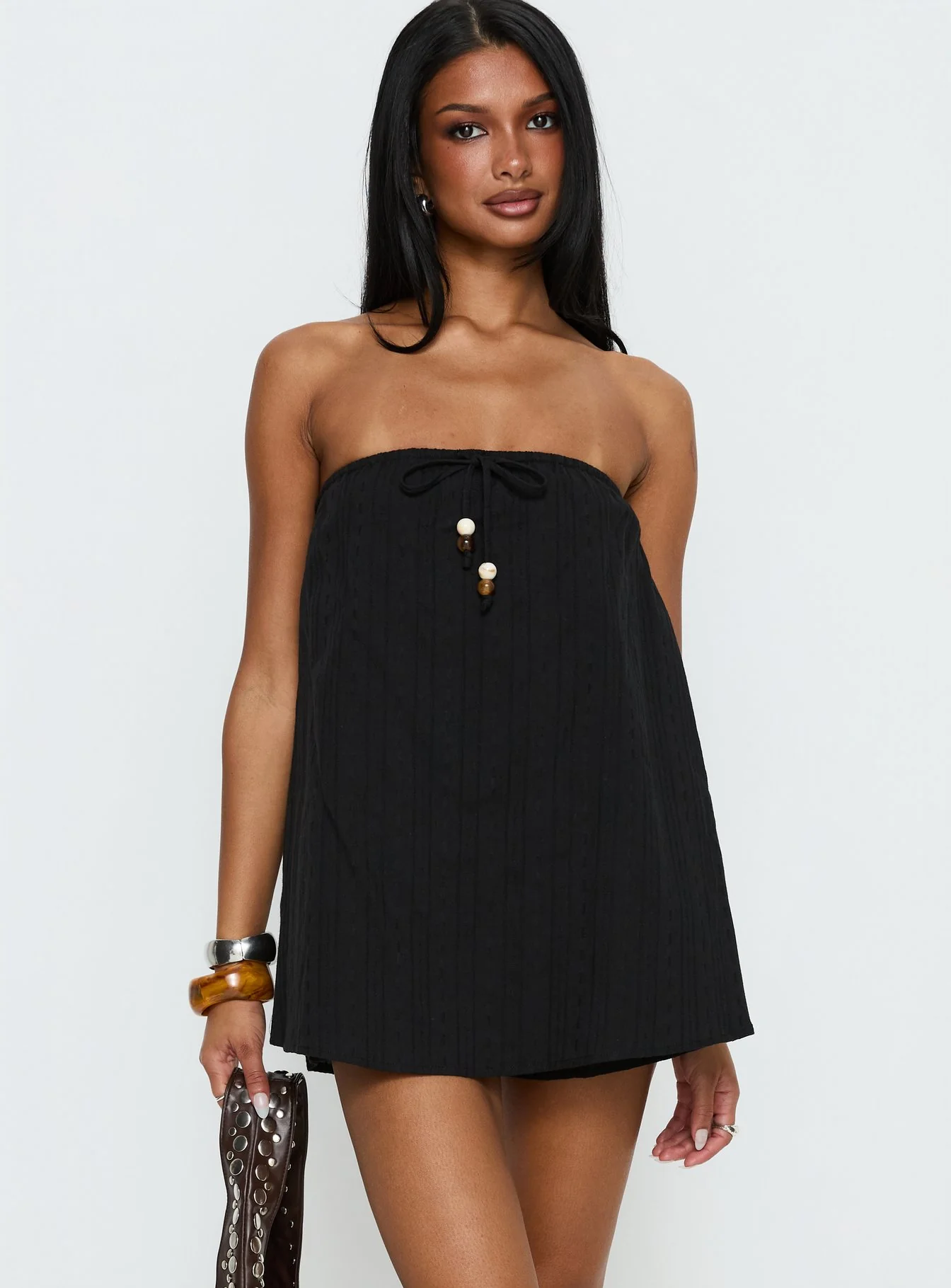Isafelia Strapless Playsuit Black - Image 2