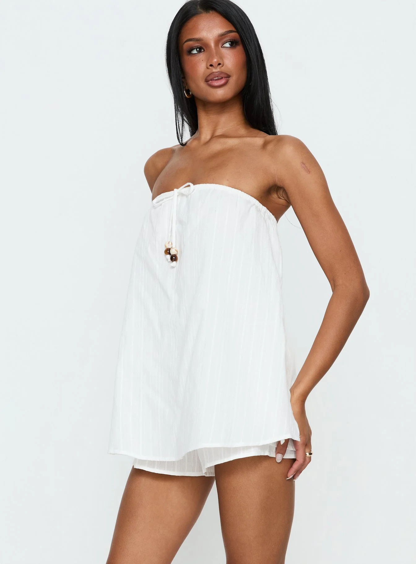 Isafelia Strapless Playsuit Off White - Image 4