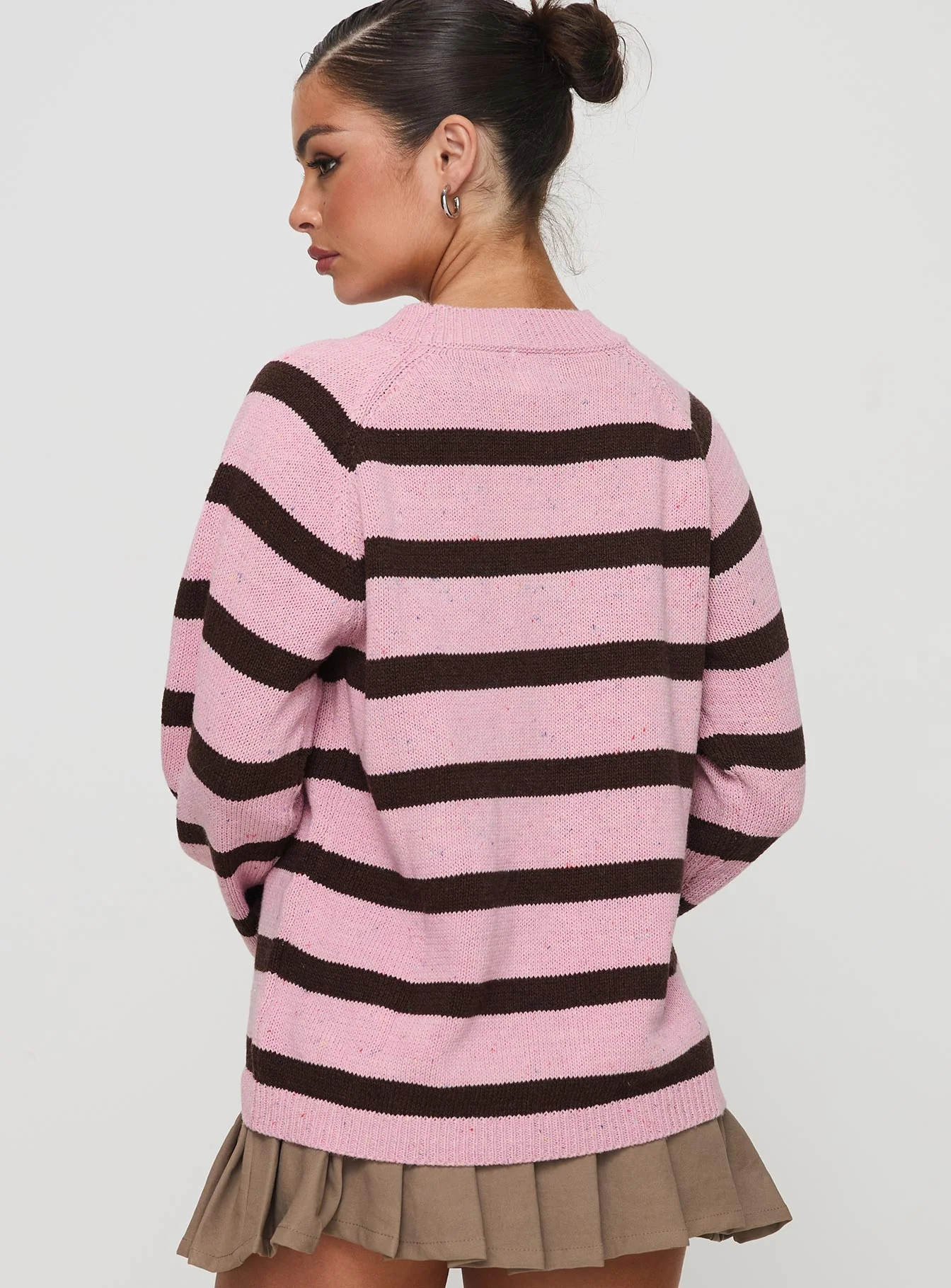Jacquette Knit Sweater Pink / Brown - Image 5