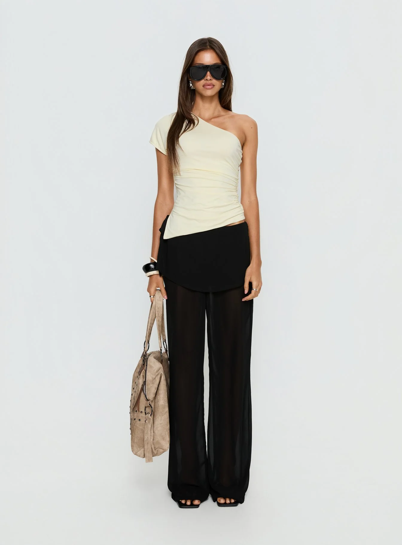Jaedon Chiffon Layered Pants Black - Image 8