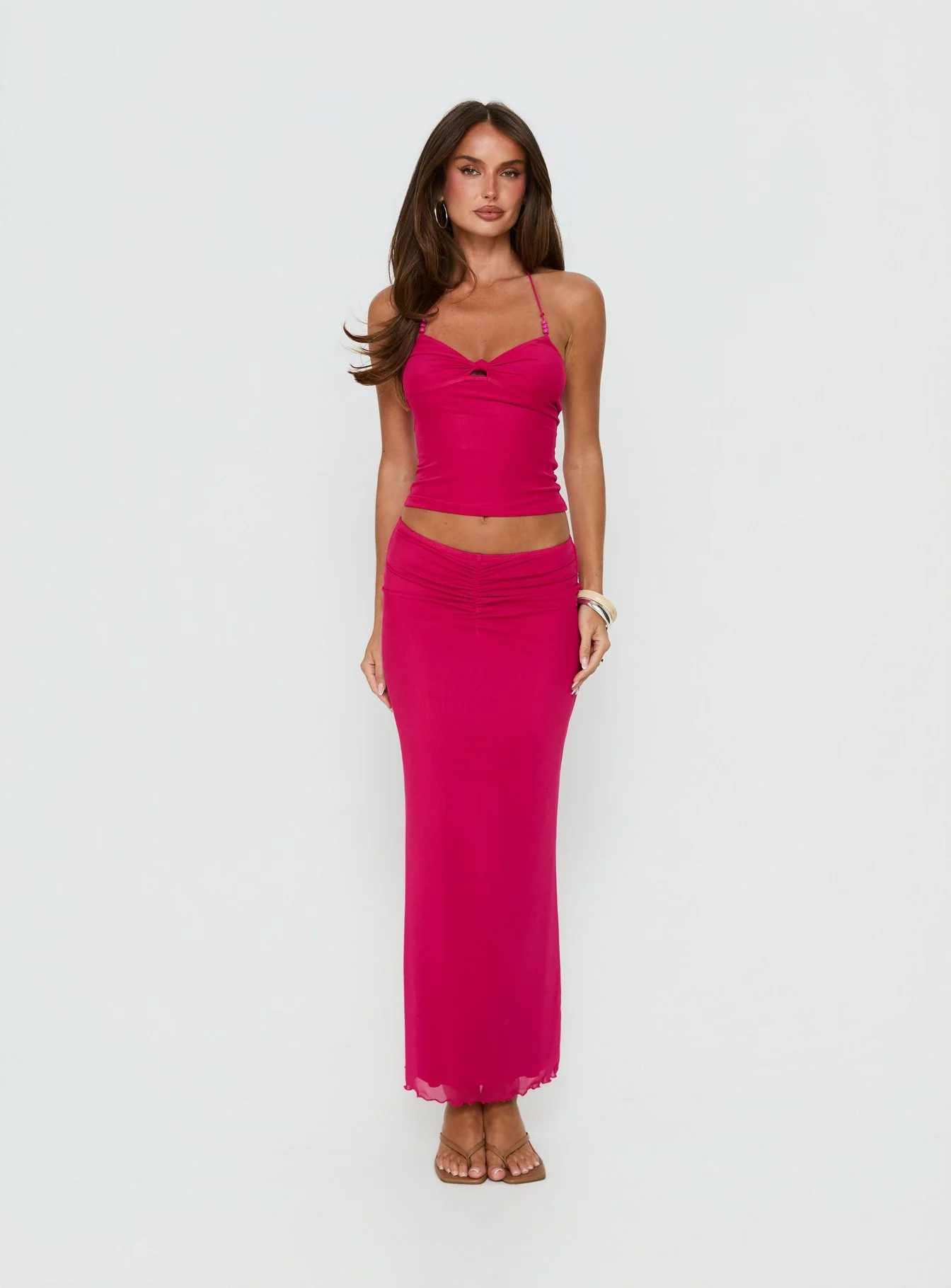 Jailon Ruched Maxi Skirt Guava - Image 6