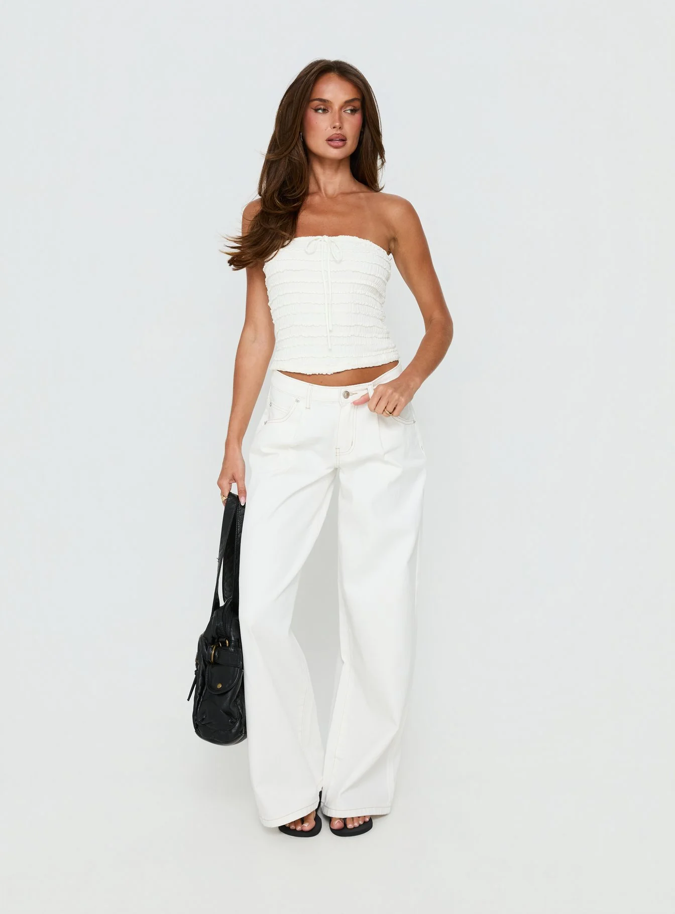 Jaima Textured Strapless Top Cream - Image 3