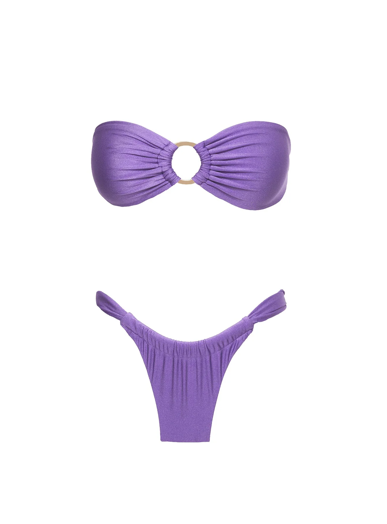 Janea High Cut Ruched Bikini Bottoms Purple - Image 5