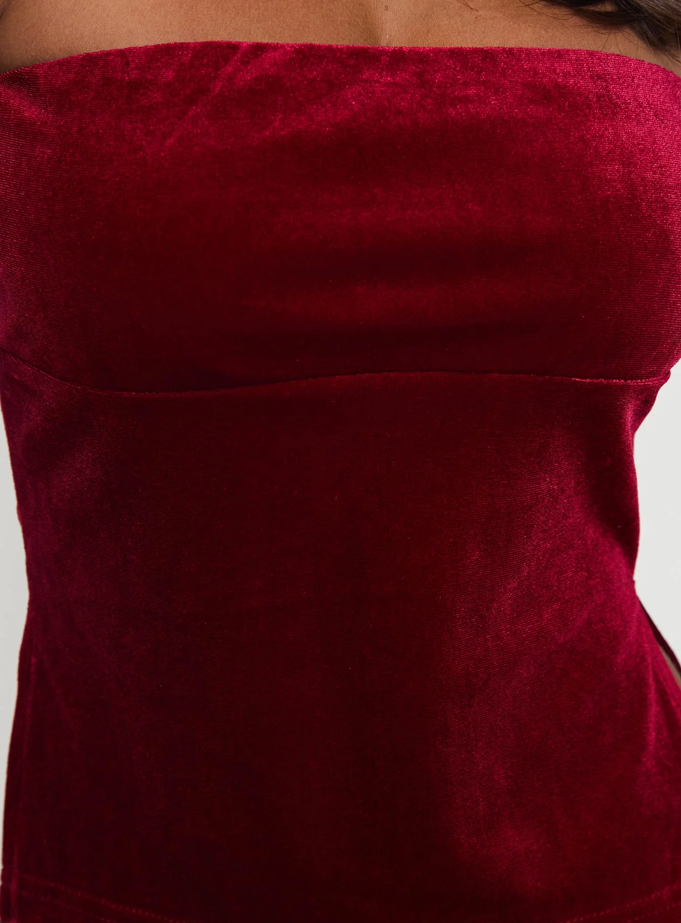 Janece Strapless Velvet Top Red - Image 5