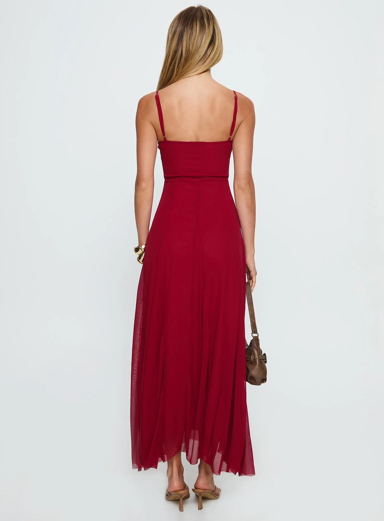 Janeira Pleat Maxi Dress Red - Image 4
