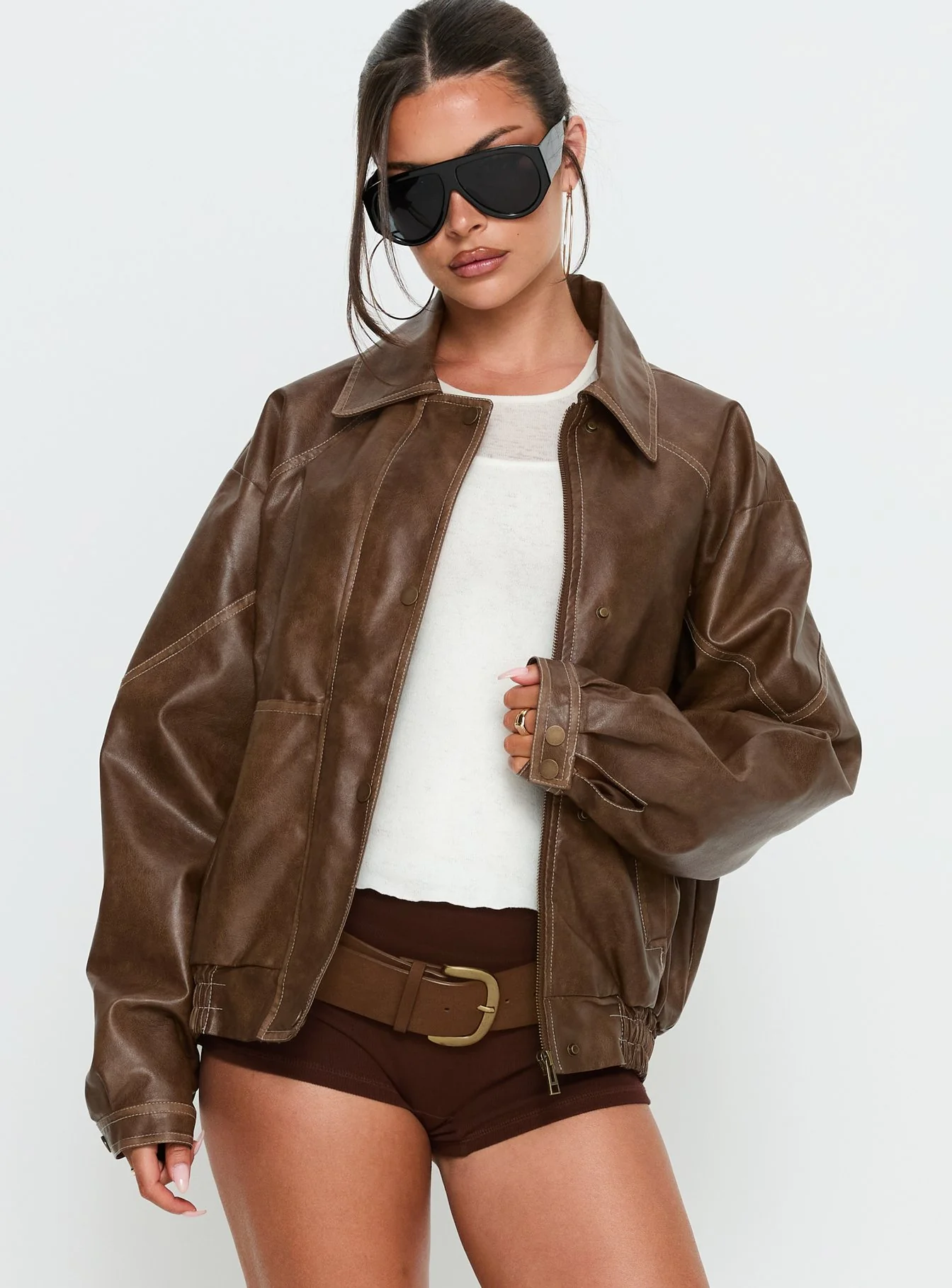 Jaxton Faux Leather Jacket Light Brown - Image 7