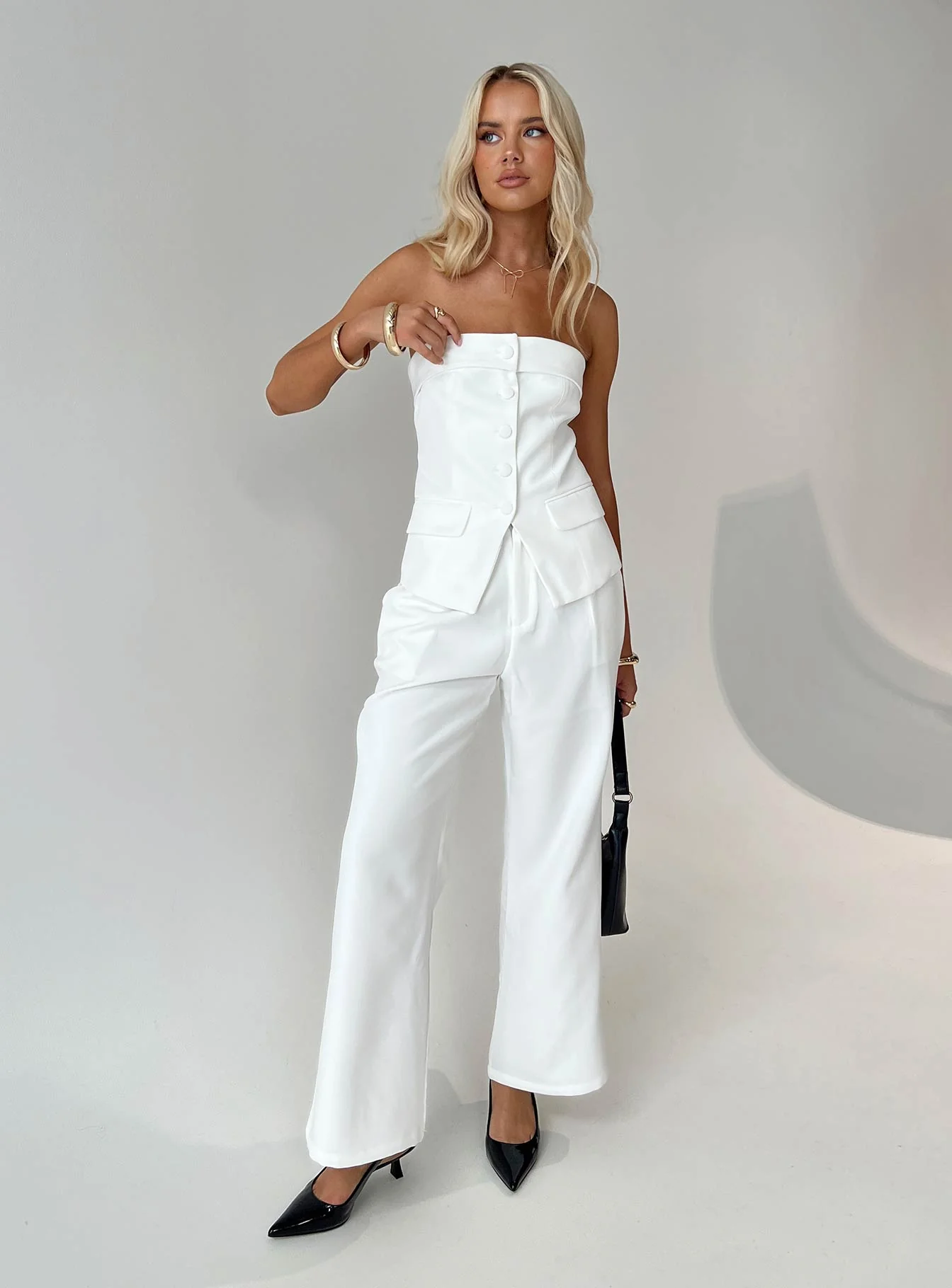 Jazzar Pocket Detail Pleated Pant White Petite - Image 8