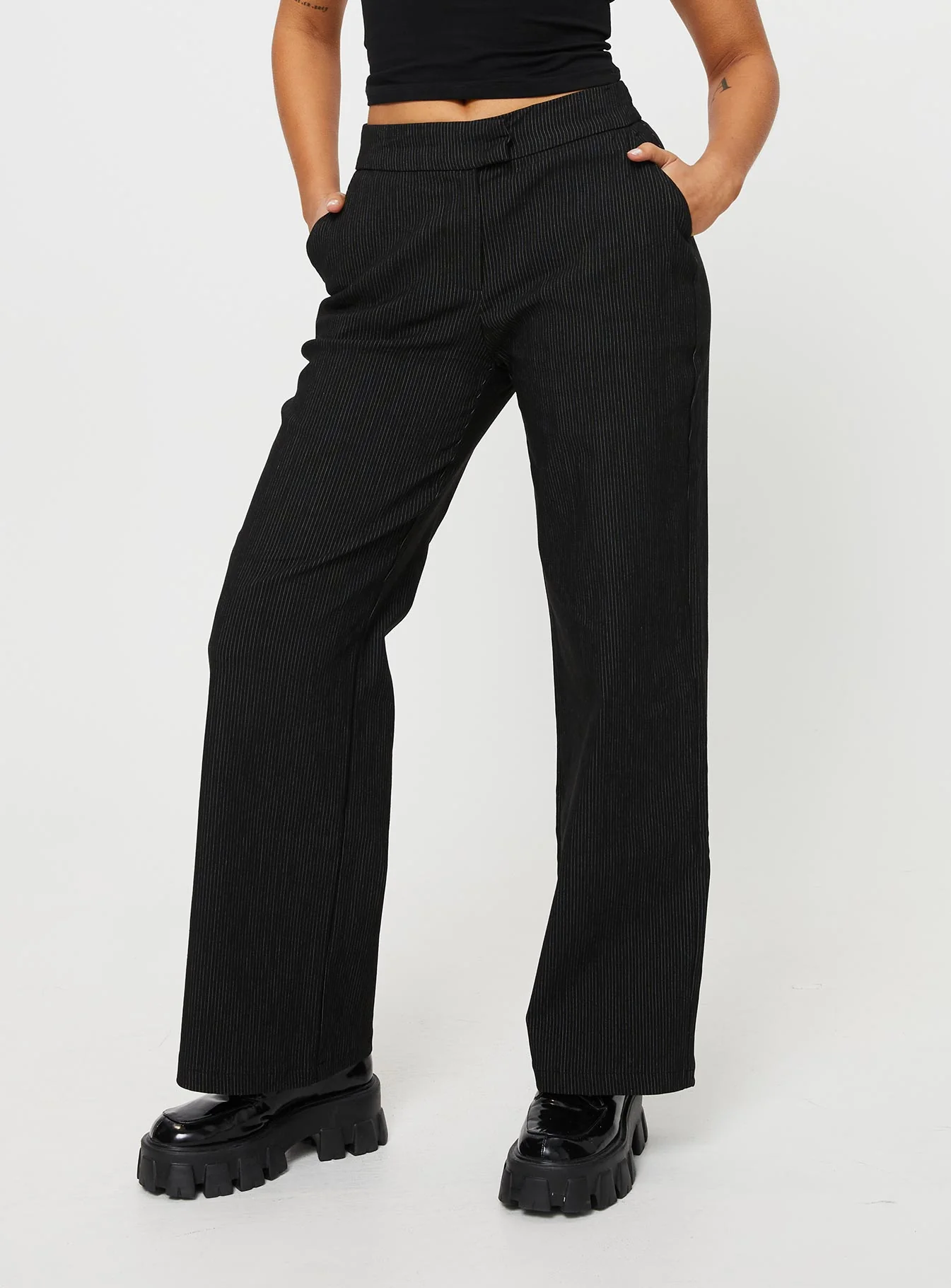 Jeller Pinstripe Pants Black Petite - Image 2